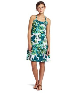Prana Floral Tank Dress in Teal, Lime and White